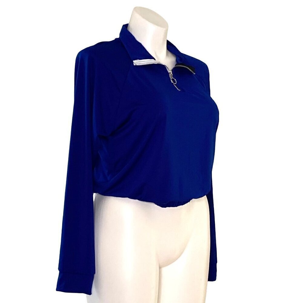 Fashion Nova NWT Royal Blue Mock Neck Top, Do You Even Gym Women's Size 2X - Picture 4 of 11